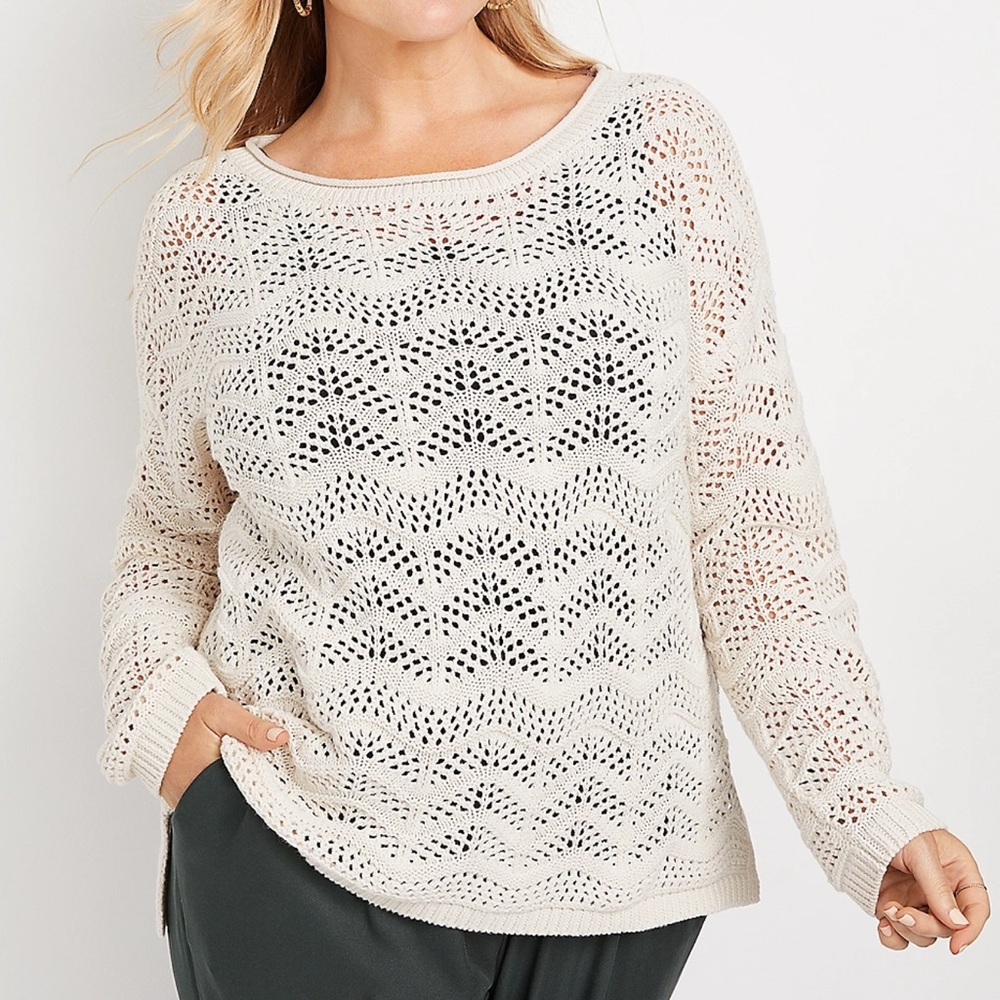 Women's Cream Knit Sweater Top